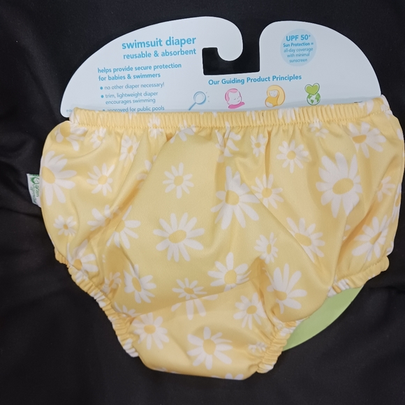 green sprouts Baby Girls' Daisy Print Pull-Up Reusable Swim Diaper - Yellow - Picture 2 of 2
